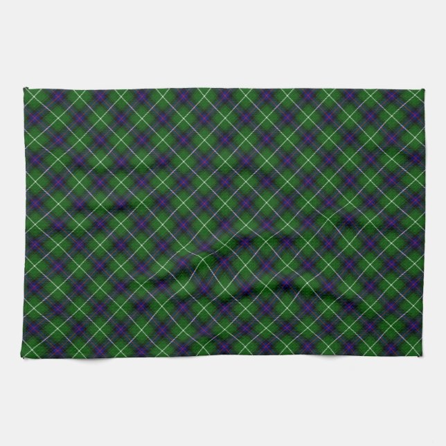 MacDonald tartan green blue plaid Kitchen Towel (Horizontal)
