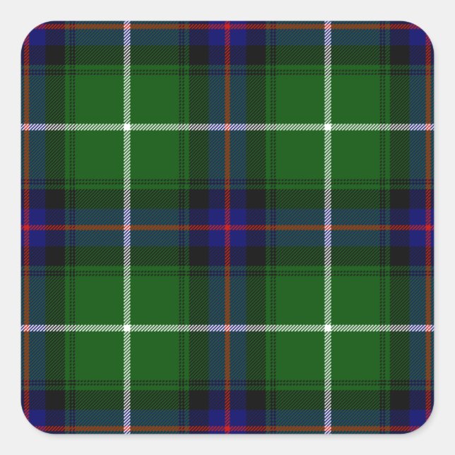 MacDonald tartan green blue plaid Square Sticker (Front)