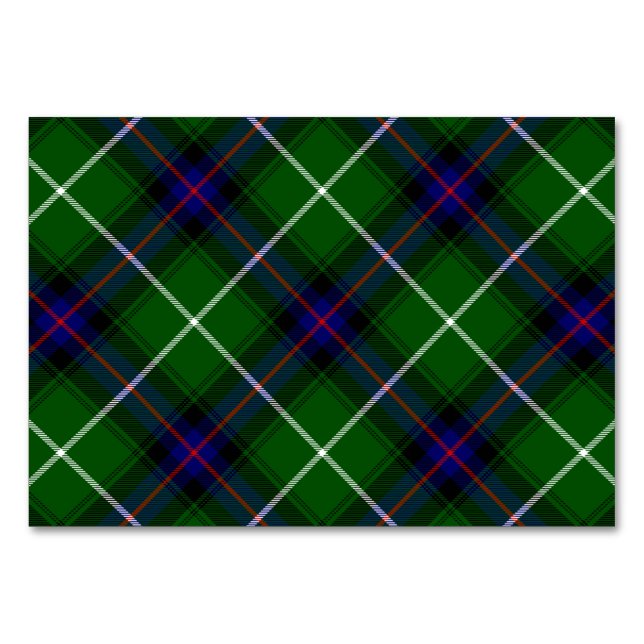 MacDonald tartan green blue plaid Table Number (Front)