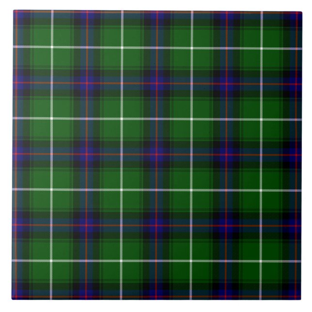 MacDonald tartan green blue plaid Tile (Front)