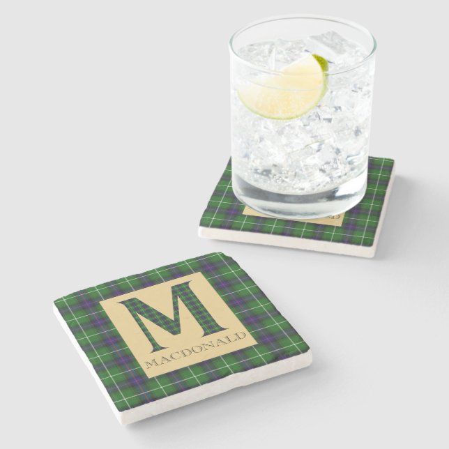 MacDonald Tartan Monogram M  Stone Coaster (Side)