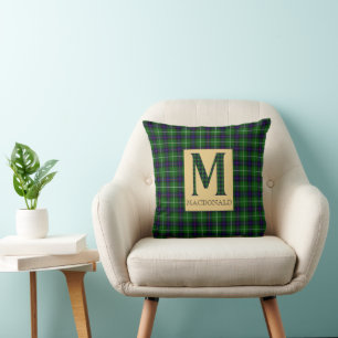 MacDonald Tartan Monogram M  Throw Pillow