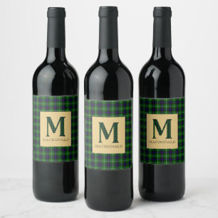 MacDonald Tartan Monogram M  Wine Label