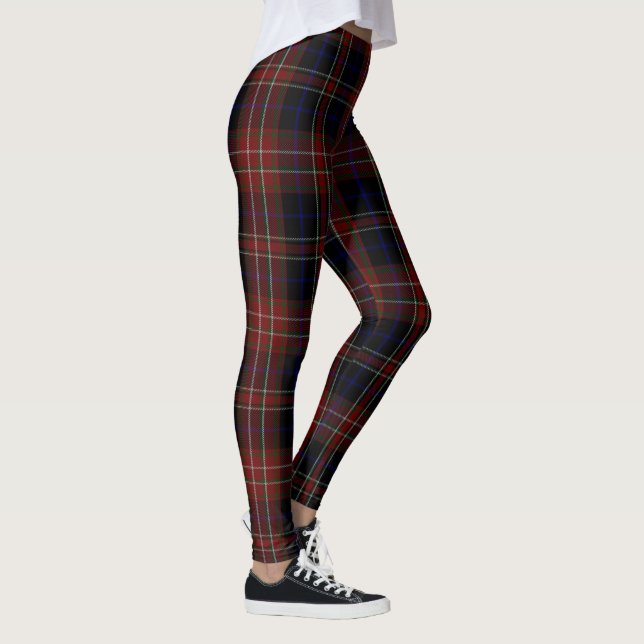 MacDonald Tartan Plaid Black Red Women's Leggings (Right)