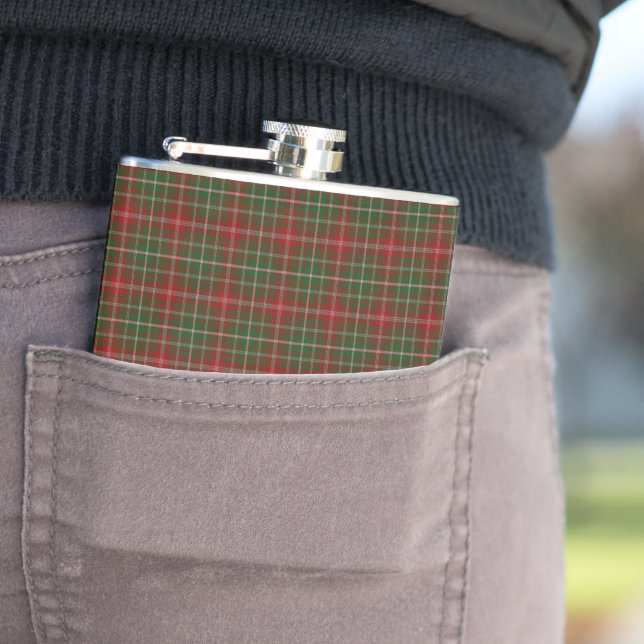 MacDougall Modern Clan Tartan Plaid Hip Flask (In Situ)
