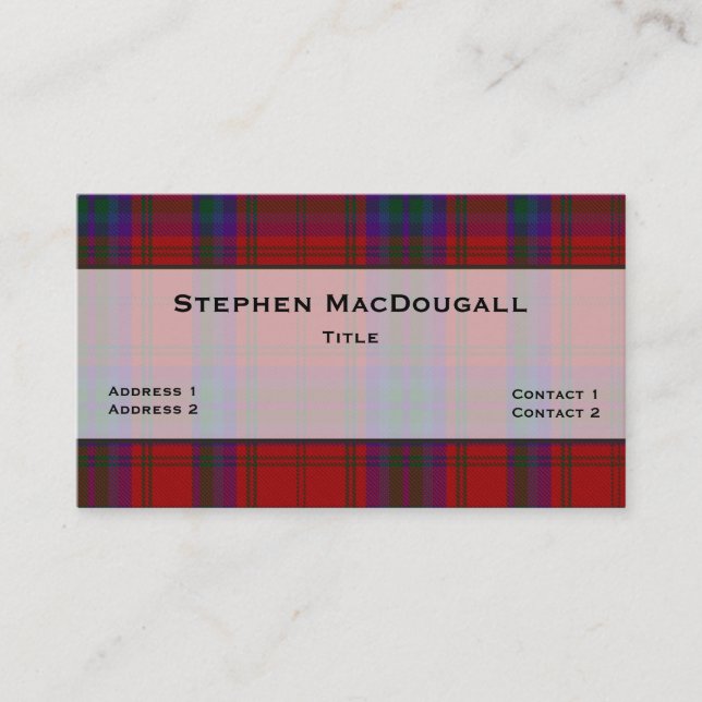 MacDougall Tartan Plaid Custom Business Card (Front)