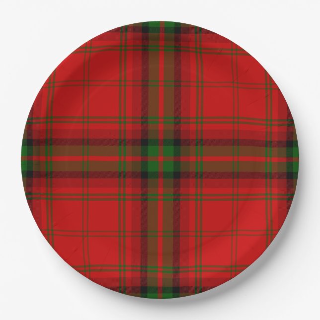 MacDougall tartan red green plaid Paper Plate (Front)