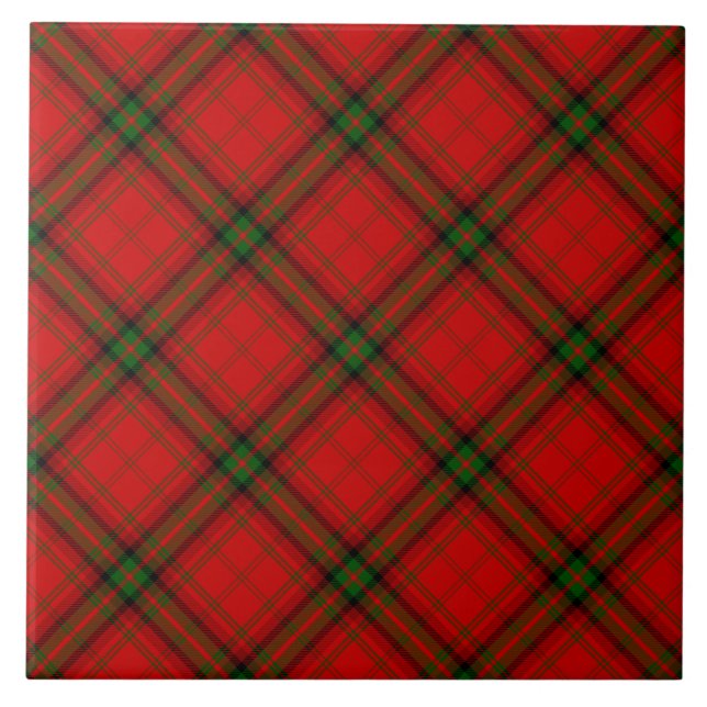 MacDougall tartan red green plaid Tile (Front)