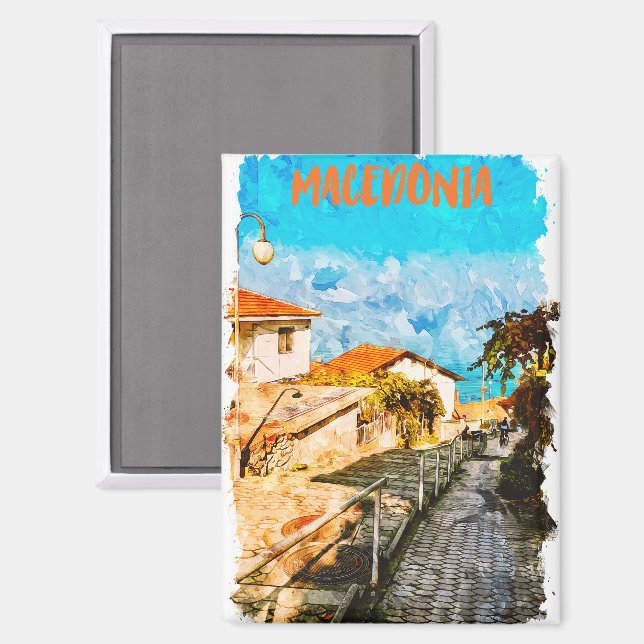 Macedonia Balkan Watercolor Travel Magnet (Front/Back)