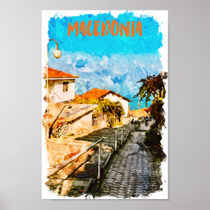 Macedonia Balkan Watercolor Travel Poster