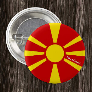 Macedonia button, patriotic Macedonian Flag 1 Inch Round Button