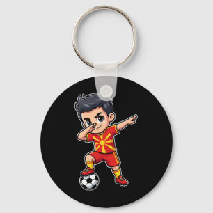 Macedonia Dab Kid Goal Cartoon Macedonian Flag For Keychain