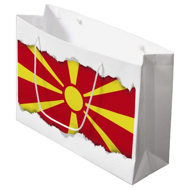 Macedonia Flag Large Gift Bag (Front Angled)