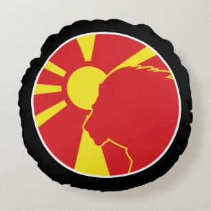 Macedonia Lion Macedonian National Animal Flag Round Pillow
