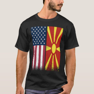 Macedonia Macedonian American Flags Proud USA T-Shirt