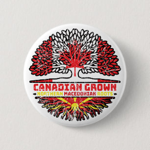 Macedonia Macedonian Canadian Canada Tree Flag 2 Inch Round Button