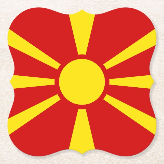 Macedonia (Macedonian) Flag Paper Coaster (Front)