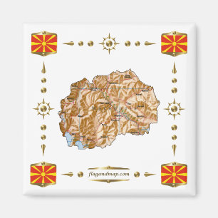 Macedonia Map + Flags Magnet