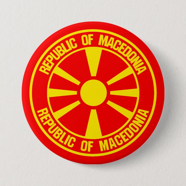 Macedonia Round Emblem 3 Inch Round Button (Front)