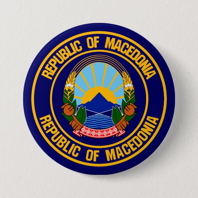 Macedonia Round Emblem 3 Inch Round Button (Front)