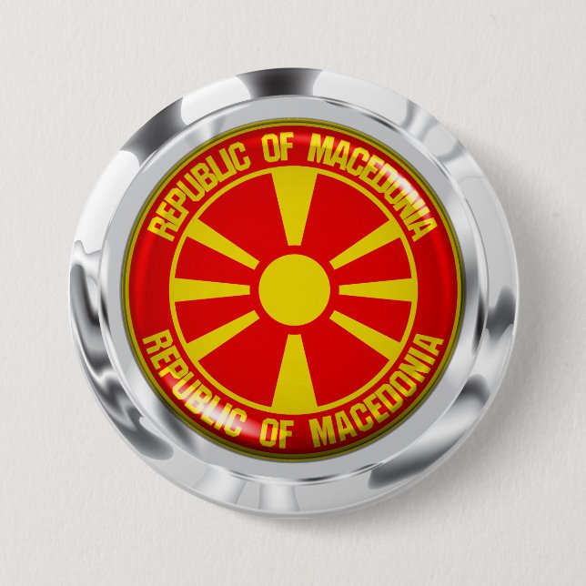 Macedonia Round Emblem 3 Inch Round Button (Front)