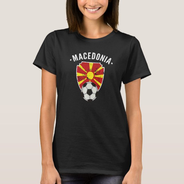 Macedonia Soccer Flag Football Macedonian Pride Ro T-Shirt (Front)
