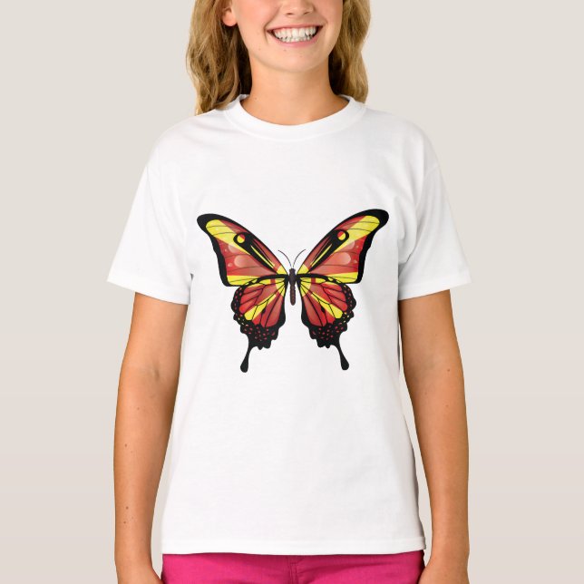 Macedonia Swallowtail Butterfly Flag T-Shirt (Front)