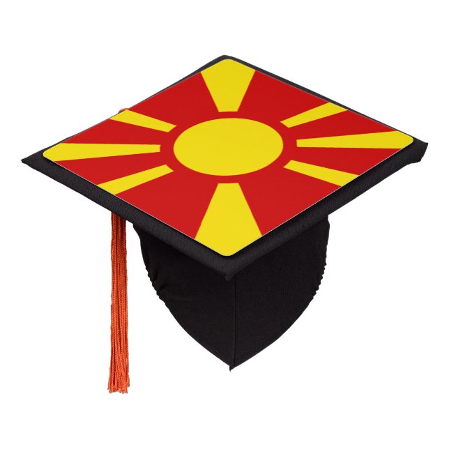 Macedonian flag graduation cap topper (Angled)