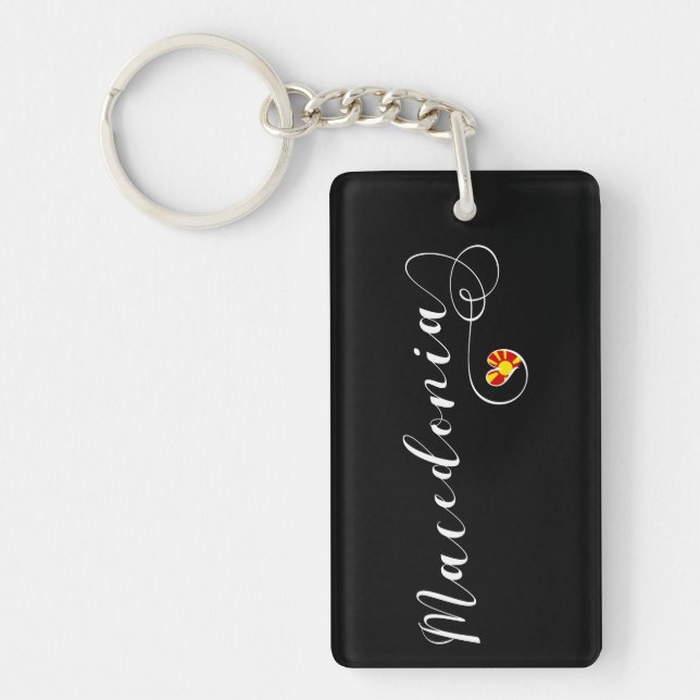Macedonian Flag Heart, Macedonia Keychain (Front)