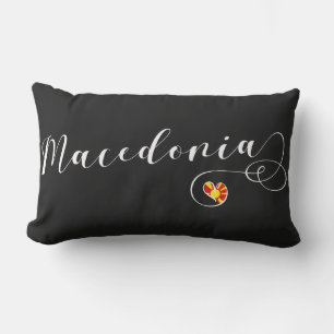 Macedonian Flag Heart, Macedonia Lumbar Pillow