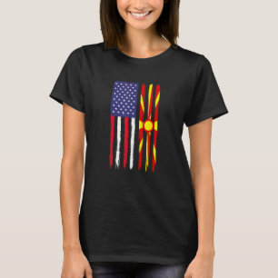 Macedonian Roots Half American Flag Patriotic Mace T-Shirt