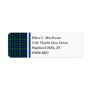 MacEwan Clan Royal Blue and Green Scottish Tartan