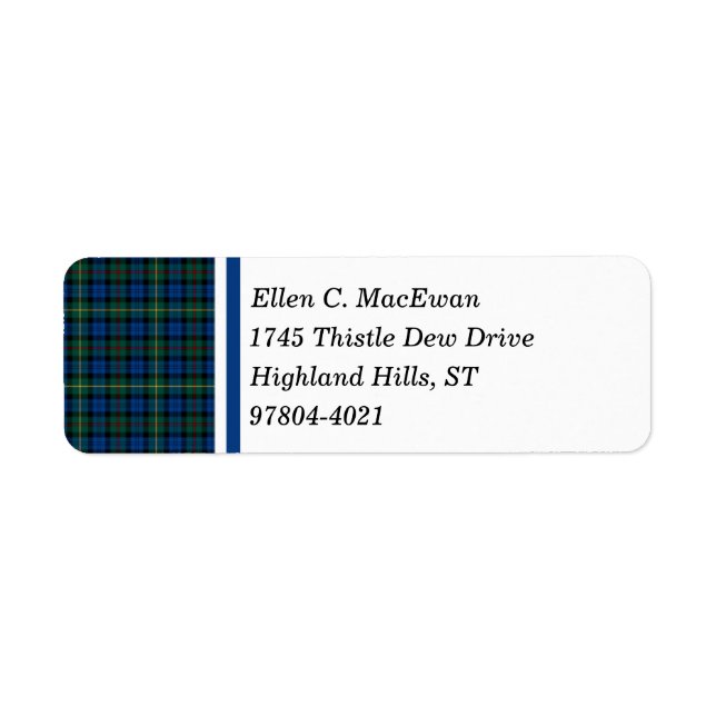 MacEwan Clan Royal Blue et Green Scottish Tartan (Devant)