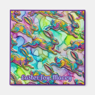 MACEY ~ Easter Joy Bounding Bunnies ~ Magnet