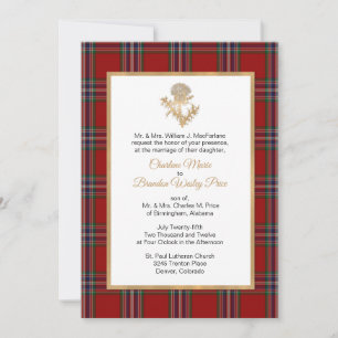MacFarland Tartan Plaid Thistle Faire-part de mari