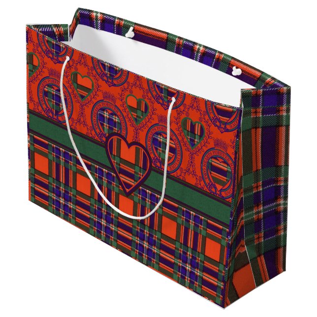 Macfarlane clan Plaid Scottish tartan Large Gift Bag (Back Angled)