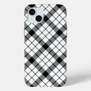 MacFarlane tartan black white plaid iPhone 15 Mini Case