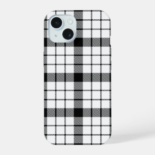 MacFarlane tartan black white plaid iPhone 15 Case