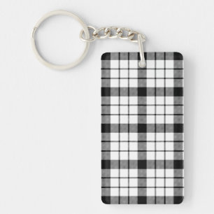 MacFarlane tartan black white plaid Keychain