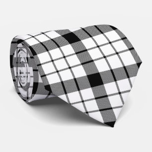 MacFarlane tartan black white plaid Tie
