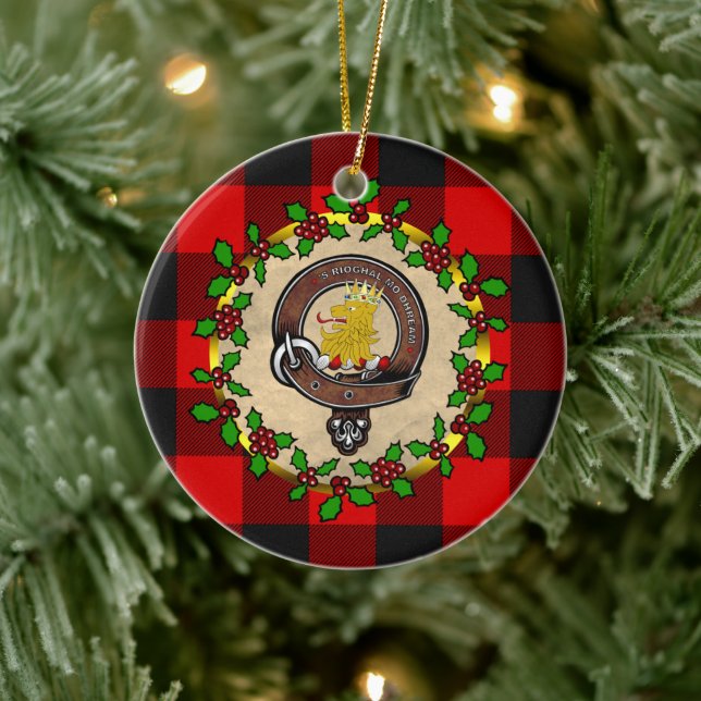 MacGregor Badge/Rob Roy Tartan Personalized Xmas Ceramic Ornament (Tree)
