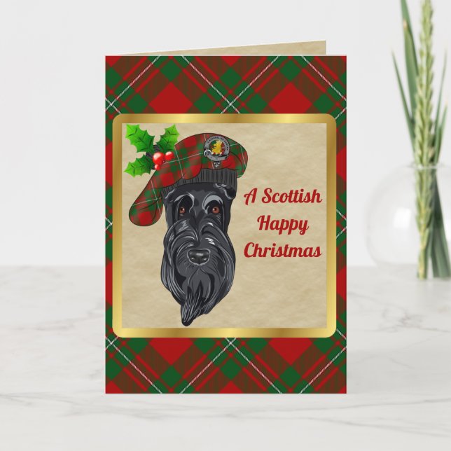 MacGregor Badge & Tartan Personalized Christmas Card (Front)