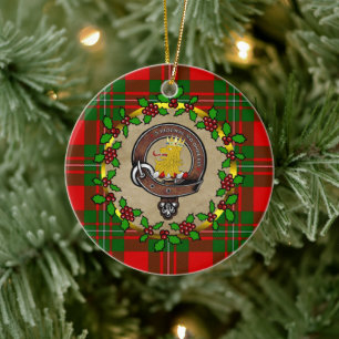 MacGregor  Badge & Tartan Personalized Christmas Ceramic Ornament