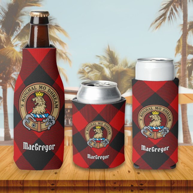 MacGregor Crest over Rob Roy Tartan Bottle Cooler (Creator Uploaded)