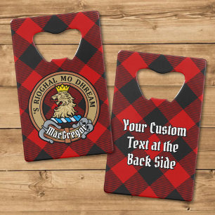 MacGregor Crest over Rob Roy Tartan Credit Card Bottle Opener