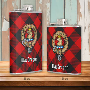 MacGregor Crest over Rob Roy Tartan Hip Flask