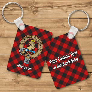 MacGregor Crest over Rob Roy Tartan Keychain