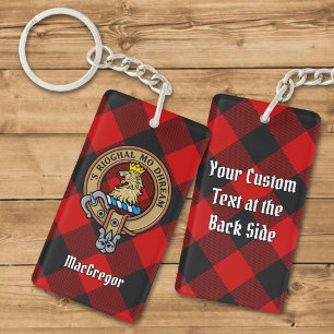 MacGregor Crest over Rob Roy Tartan Keychain