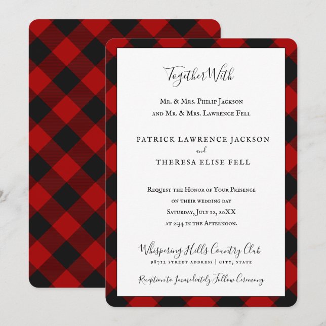MacGregor | Rob Roy | Buffalo Plaid Red Tartan Invitation (Front/Back)
