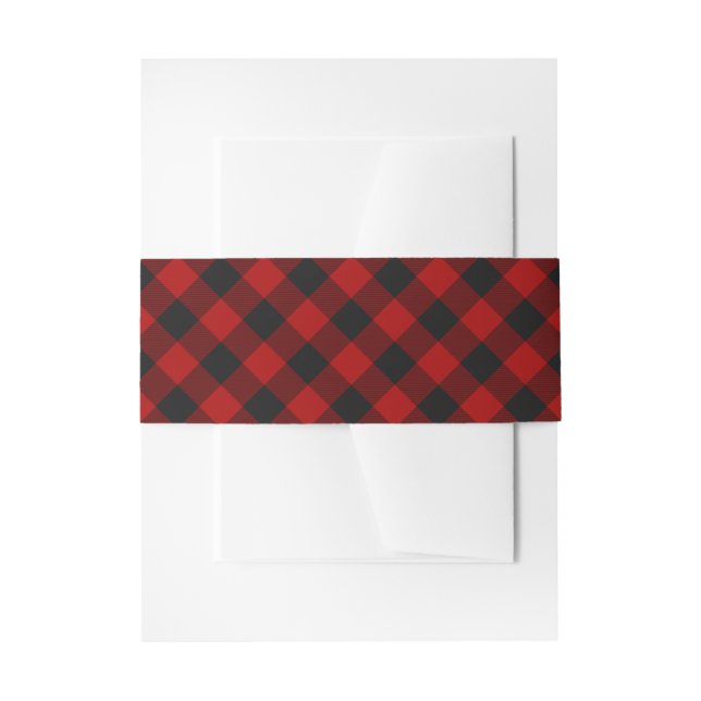 MacGregor | Rob Roy | Buffalo Plaid Red Tartan Invitation Belly Band (Front Example)